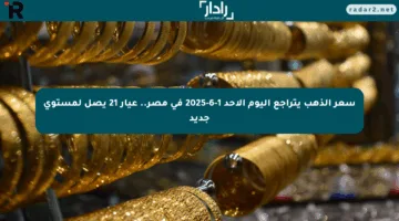 سعر الذهب يتراجع اليوم الأحد 1-6-2025 في مصر.. عيار 21 يصل لمستوى جديد
